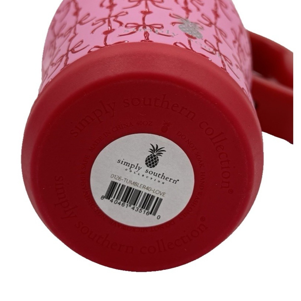 Simply Southern Pink Bow 40oz Tumbler with Handle and Reusable Straw Travel NEW - Picture 10 of 11